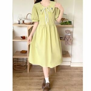 Sheena Del Ray Lolita Dress‎ Lime Green Cotton Embroidered